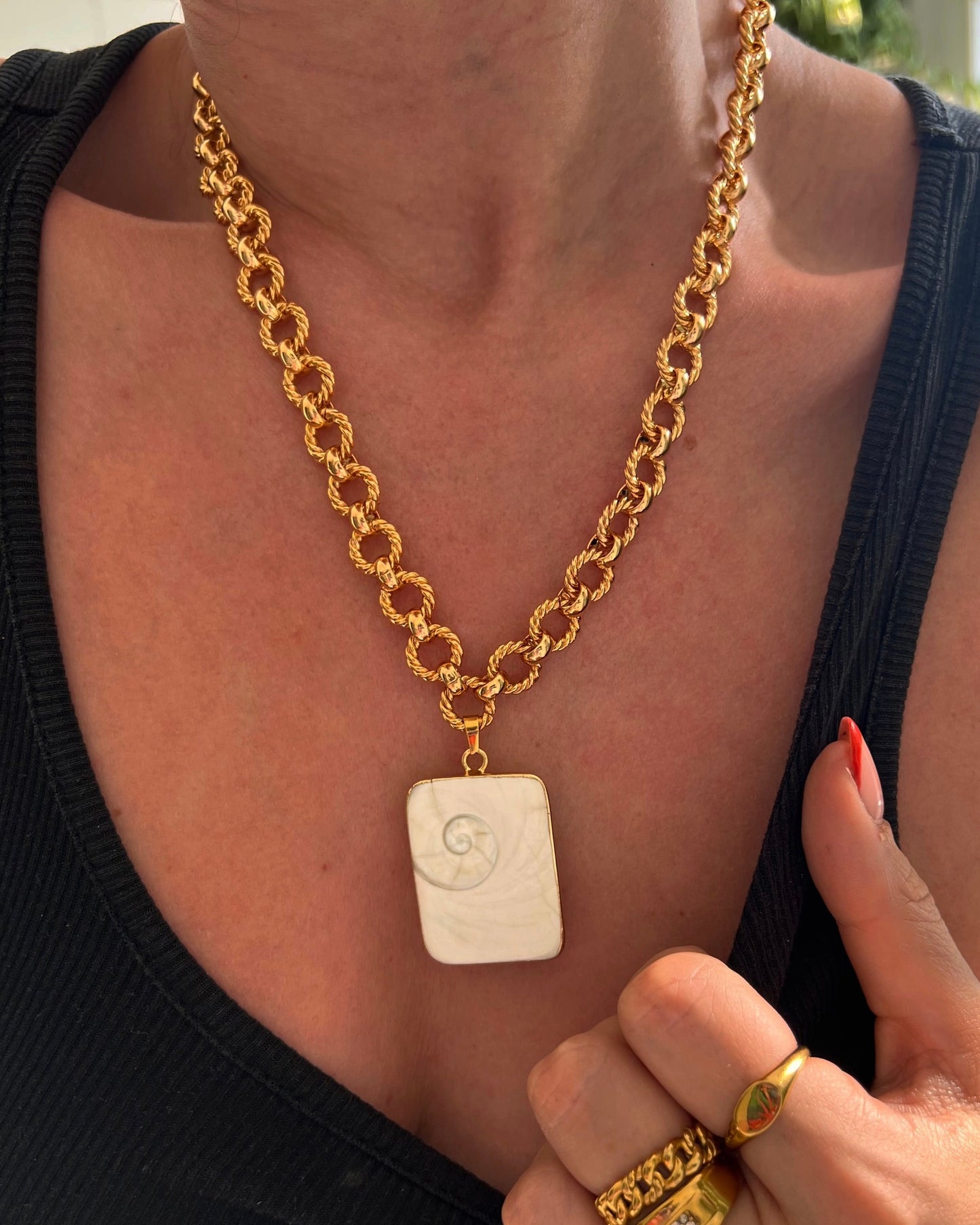 Square Shiva Shell Necklace