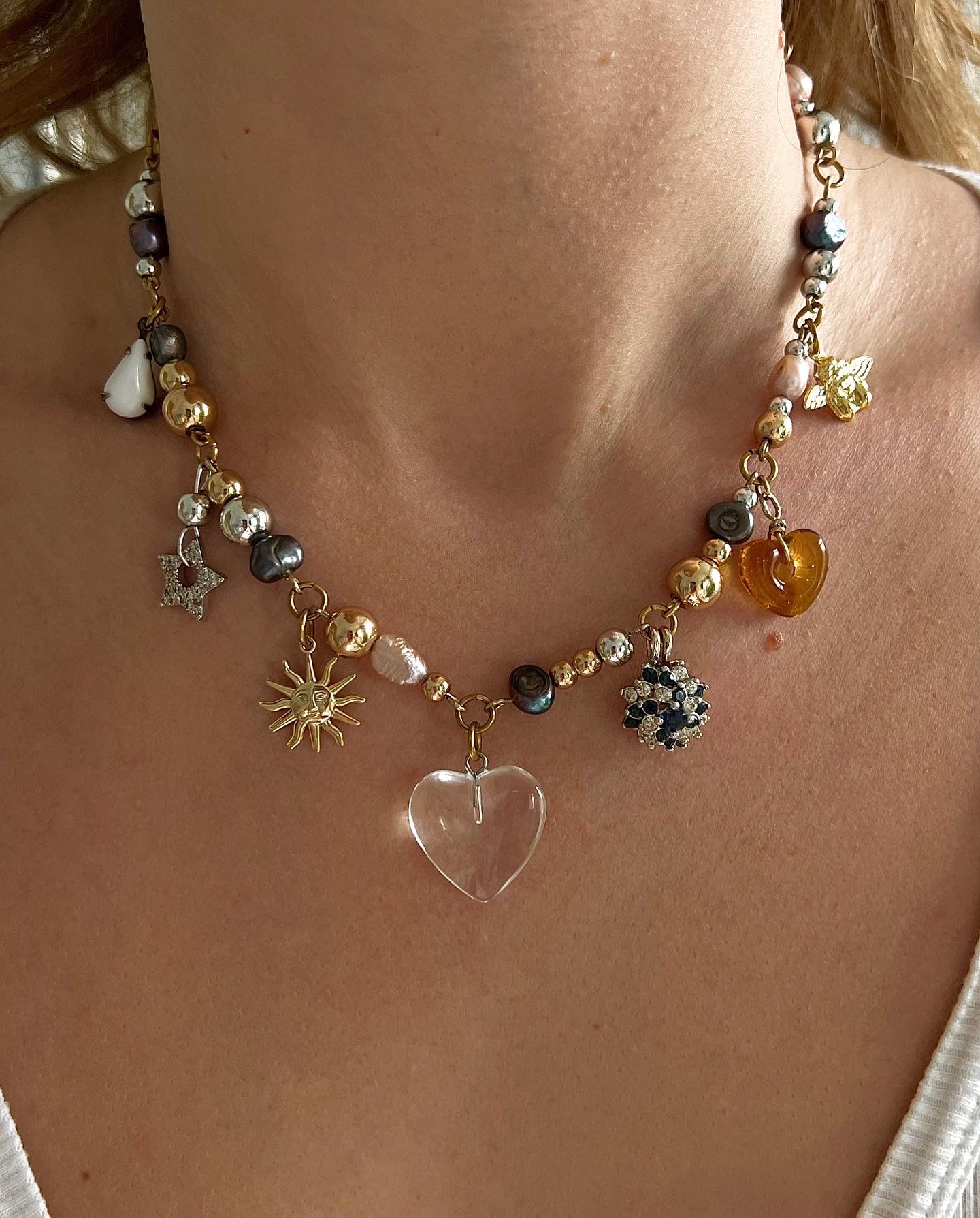 Hand beaded 2 tone necklace