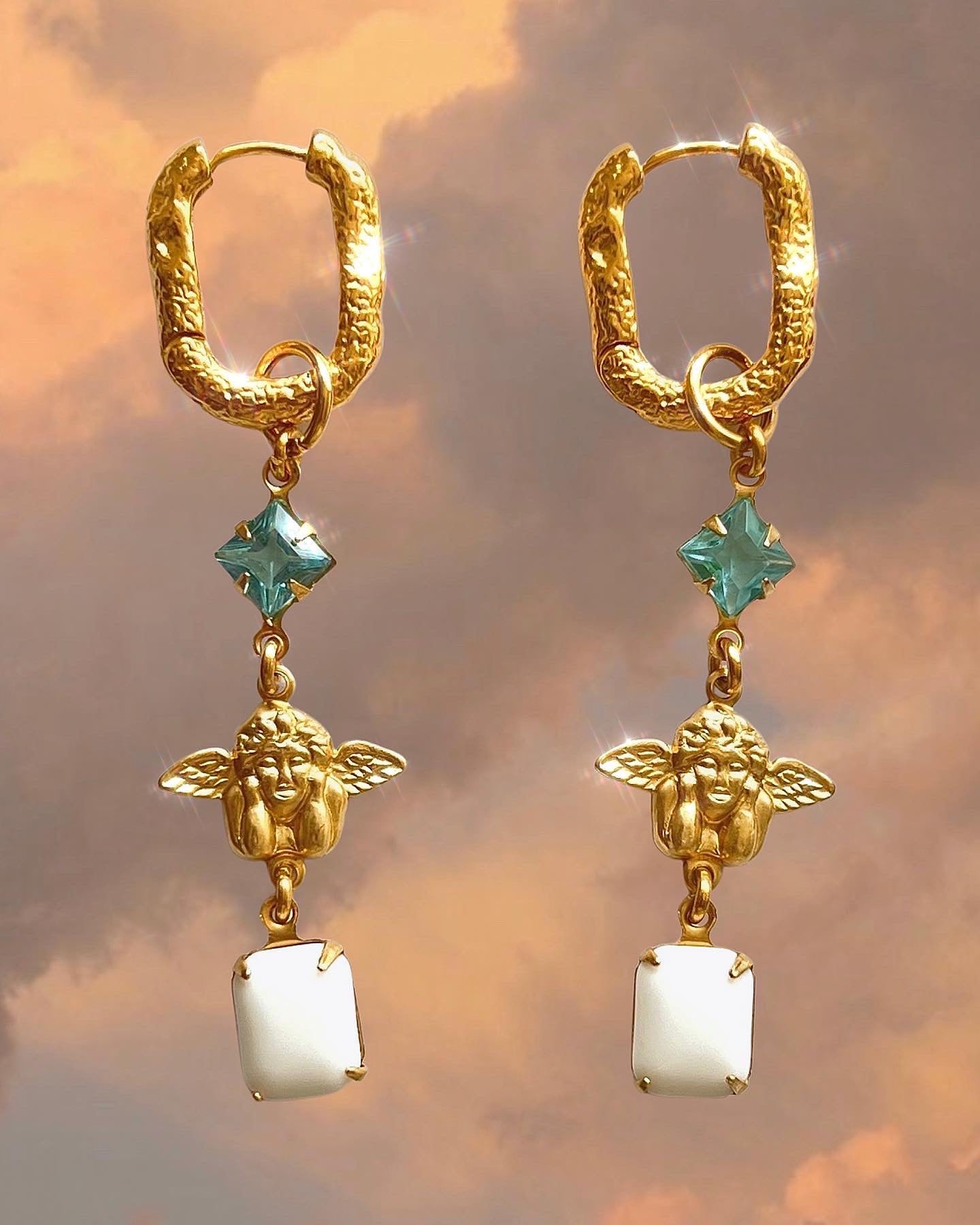 Angel dangle hoops