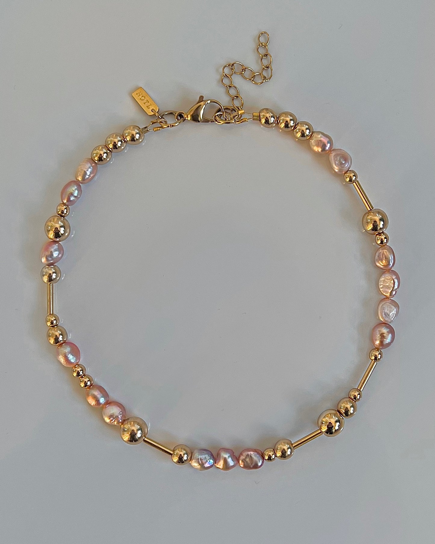 Gold and Pink Pearl necklace