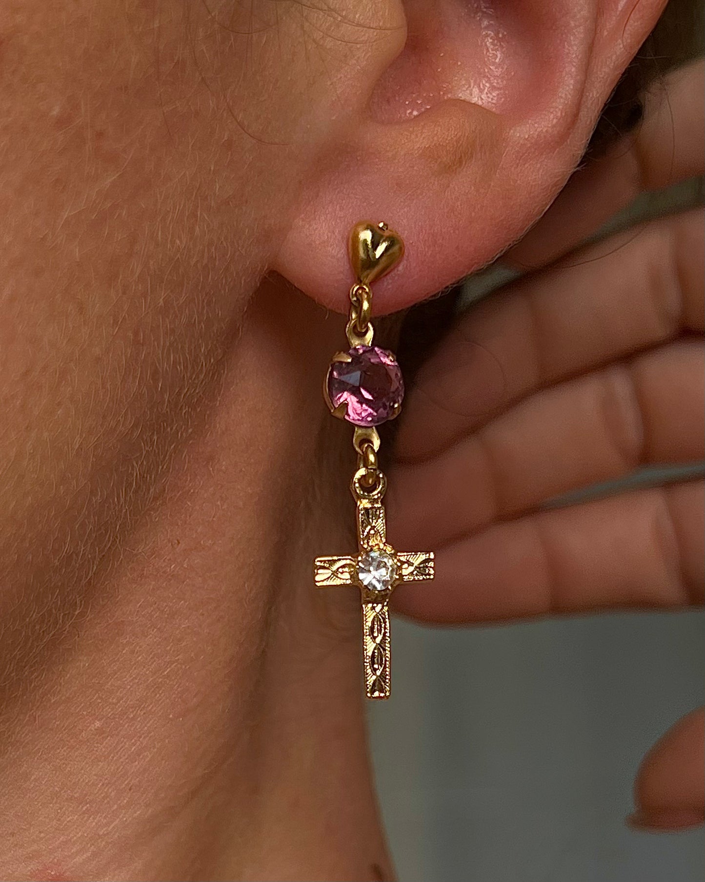Heart cross hoops