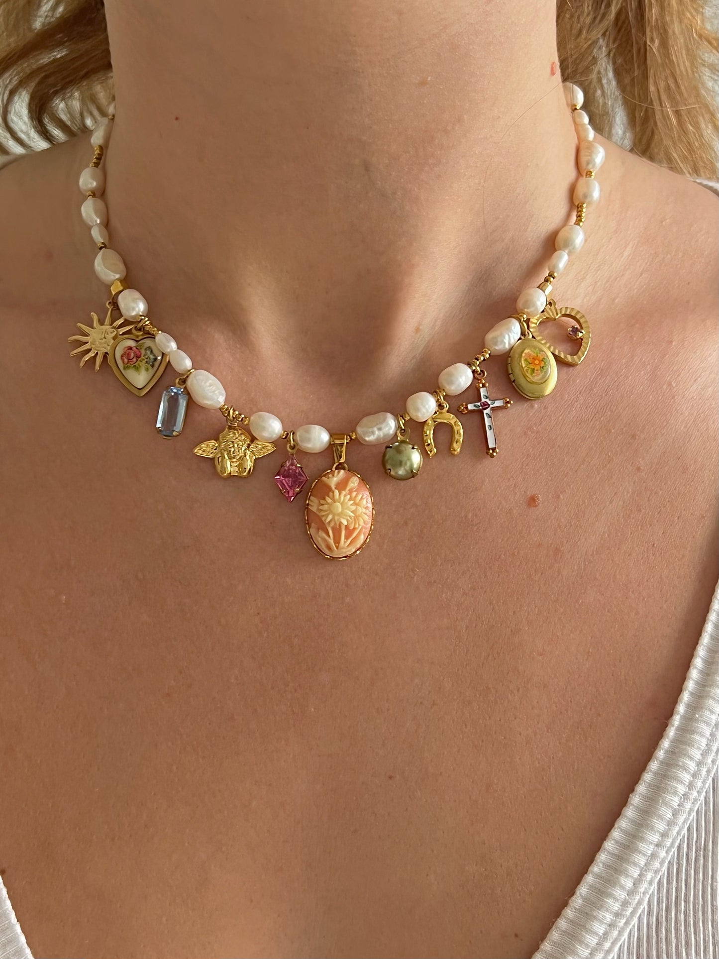 Multi-charm vintage necklace