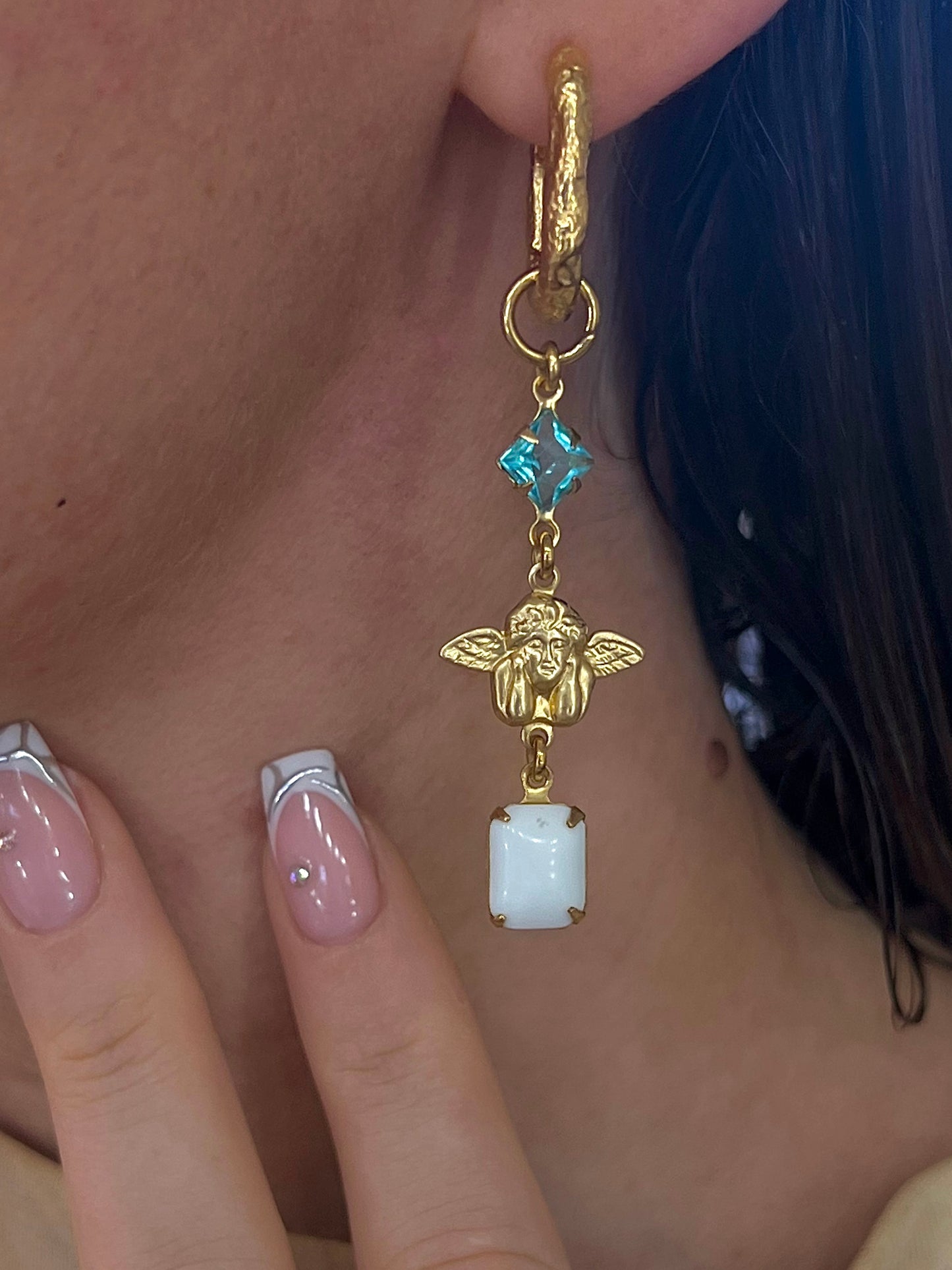 Angel dangle hoops