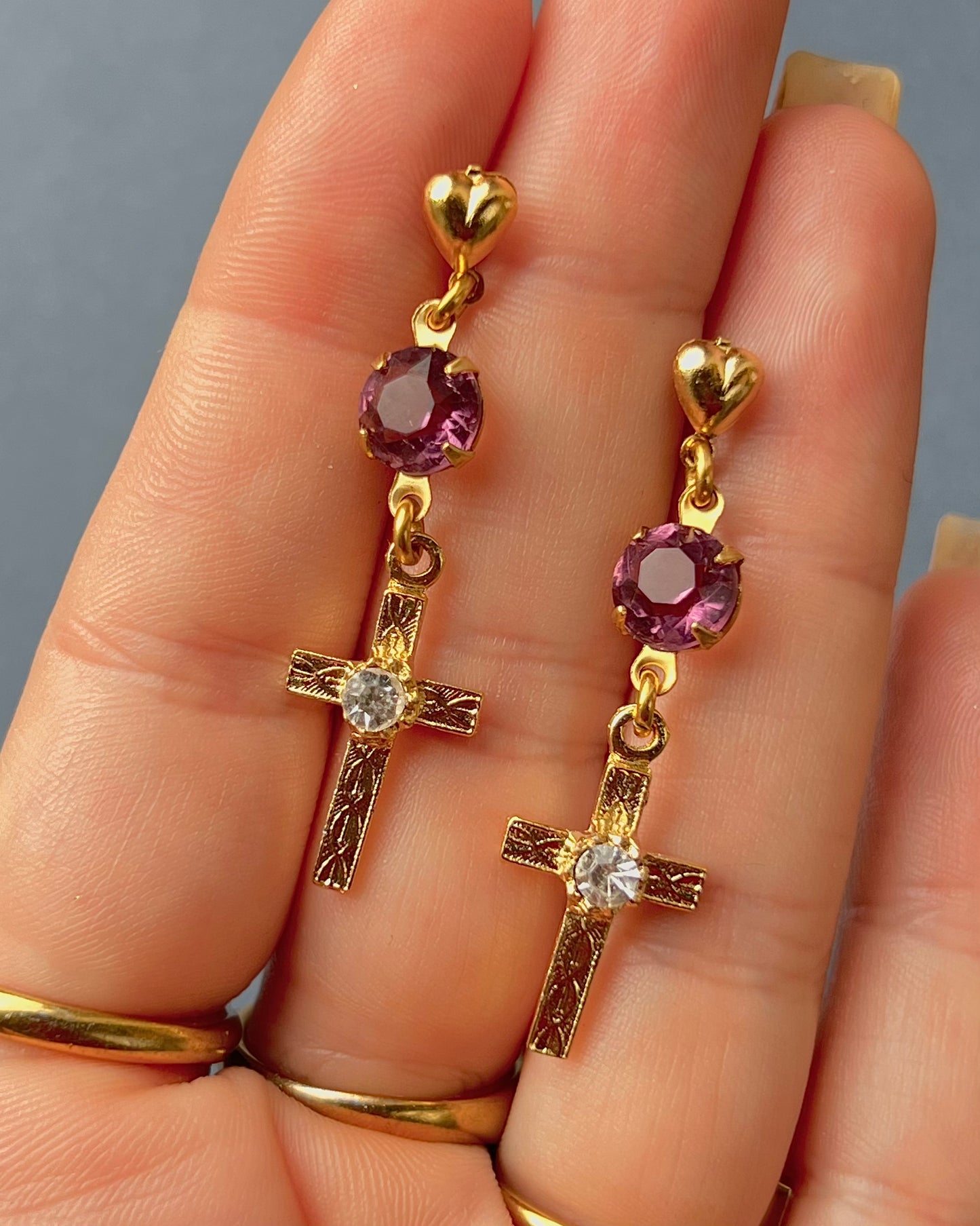 Heart cross hoops