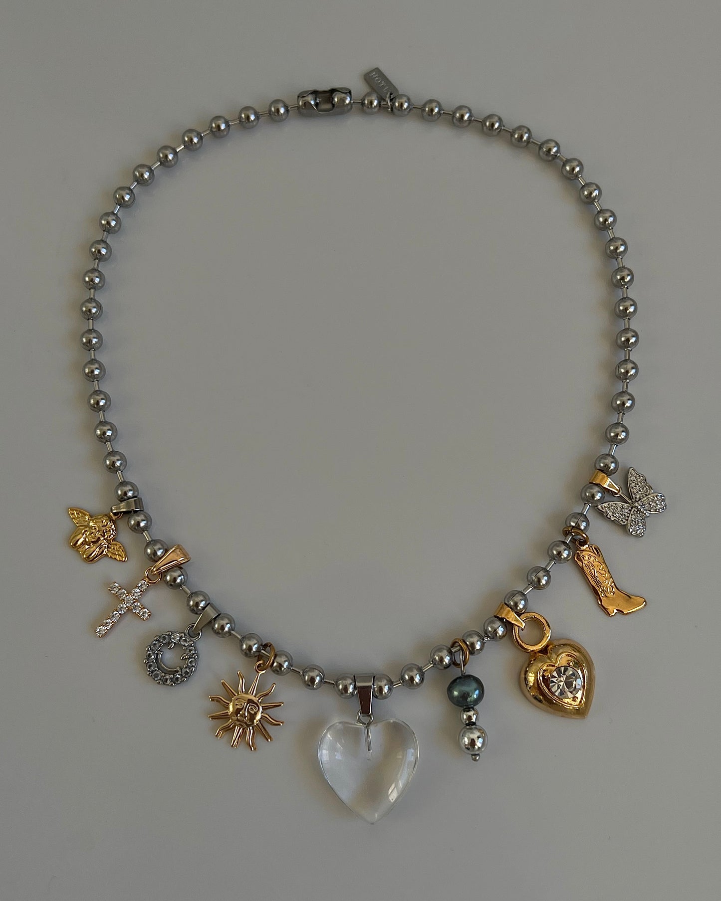 Multi-charm 2 tone necklace #2