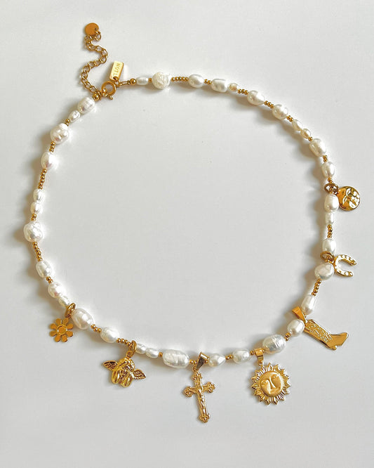 Multi-charm Pearl necklace 1