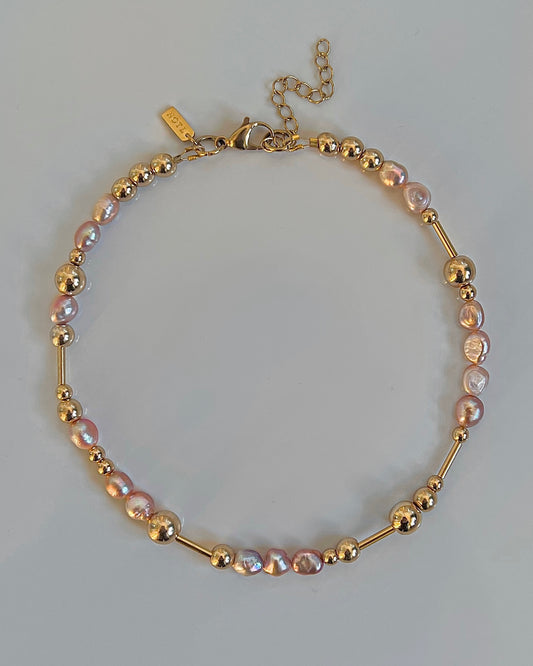 Gold and Pink Pearl necklace