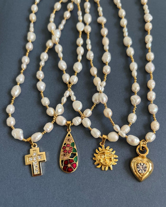 Freshwater Pearl necklace with charms