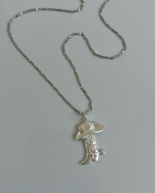 Silver Boot + hat necklace