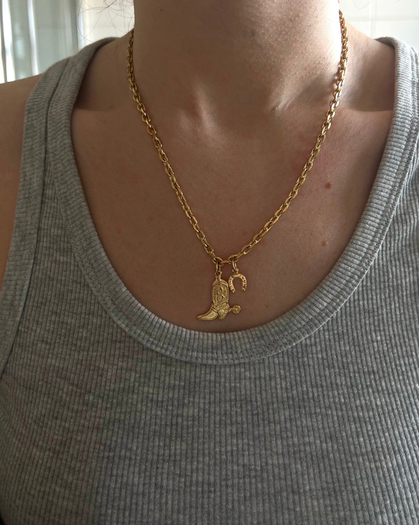 Cowboy boot + horseshoe necklaces