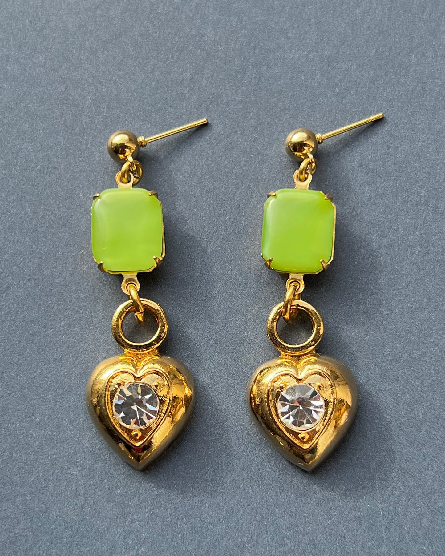 Green heart earrings