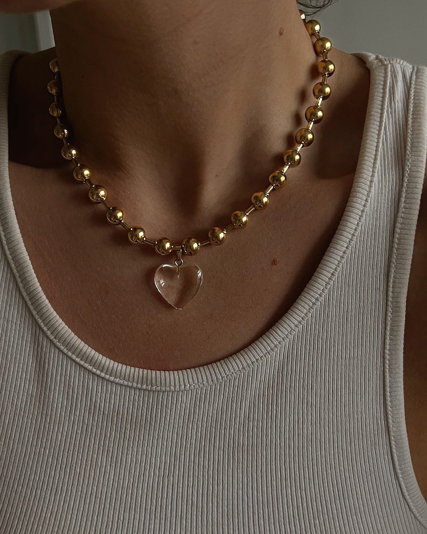 Chunky Glass Heart necklace